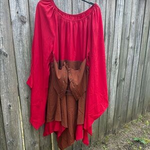 Red and Brown Renaissance Style Dress